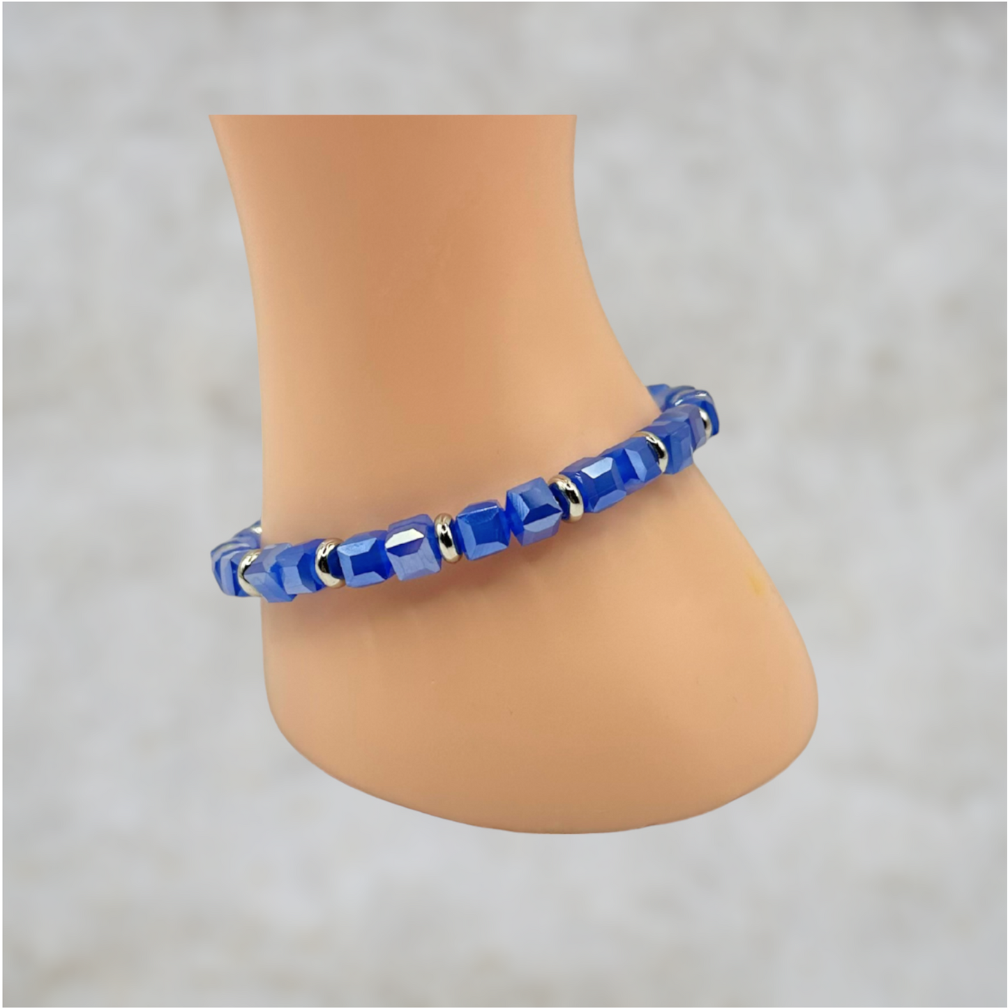 Glass Crystals and Metal Stretch Bracelet