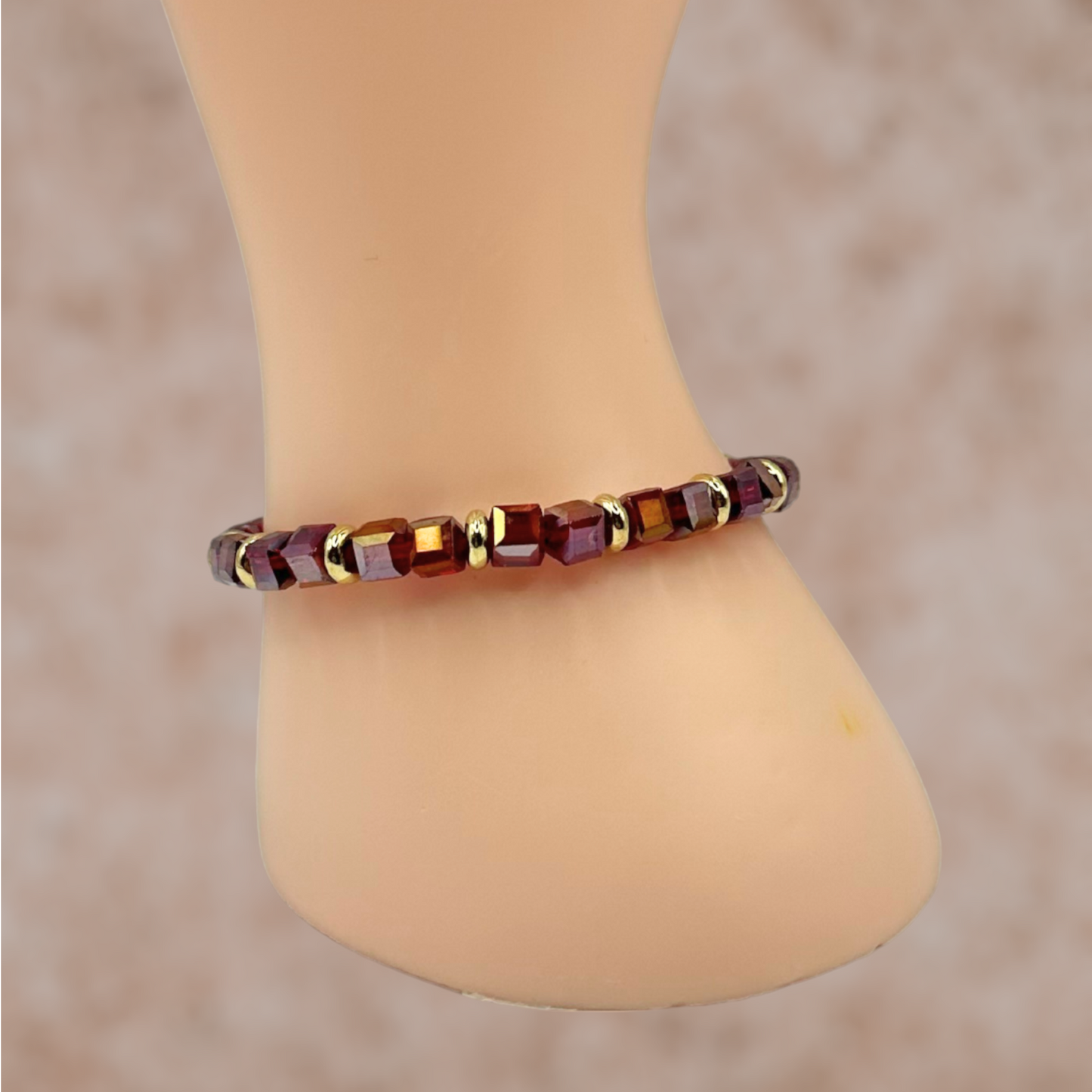 Glass Crystals and Metal Stretch Bracelet