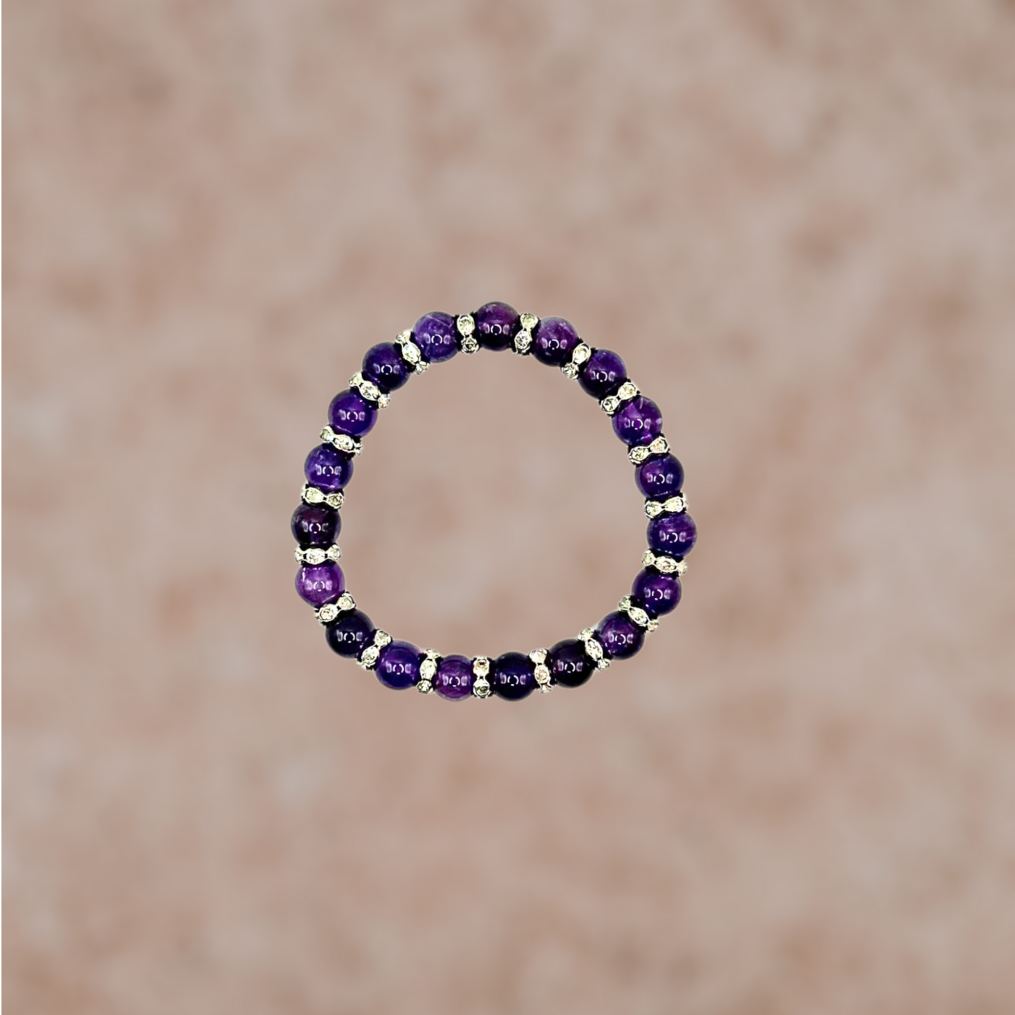 Amethyst Gemstone Silver-plated Rhinestones Stretch Bracelet