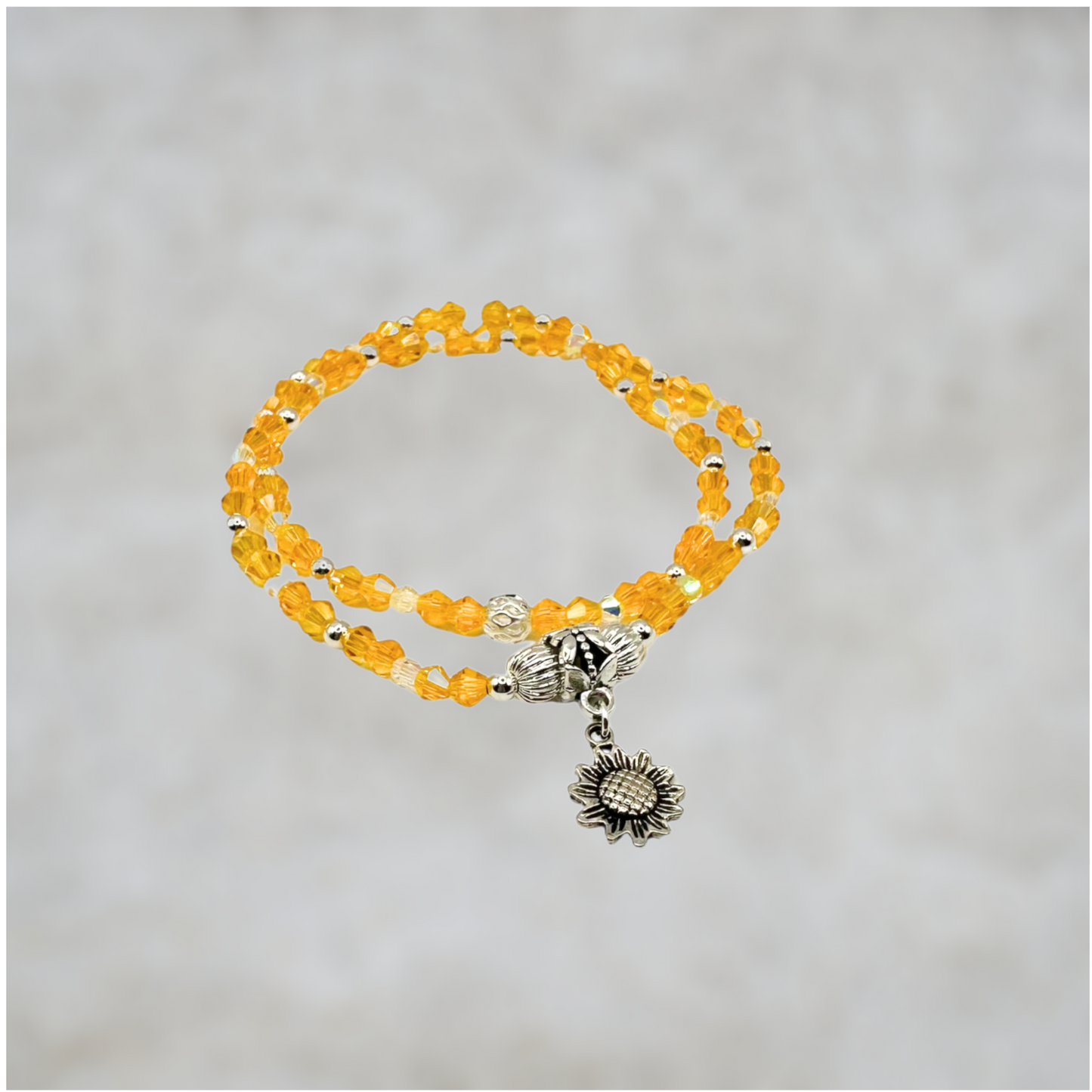 Crystals and Tibetan Silver Metal Charm Stretch Bracelet