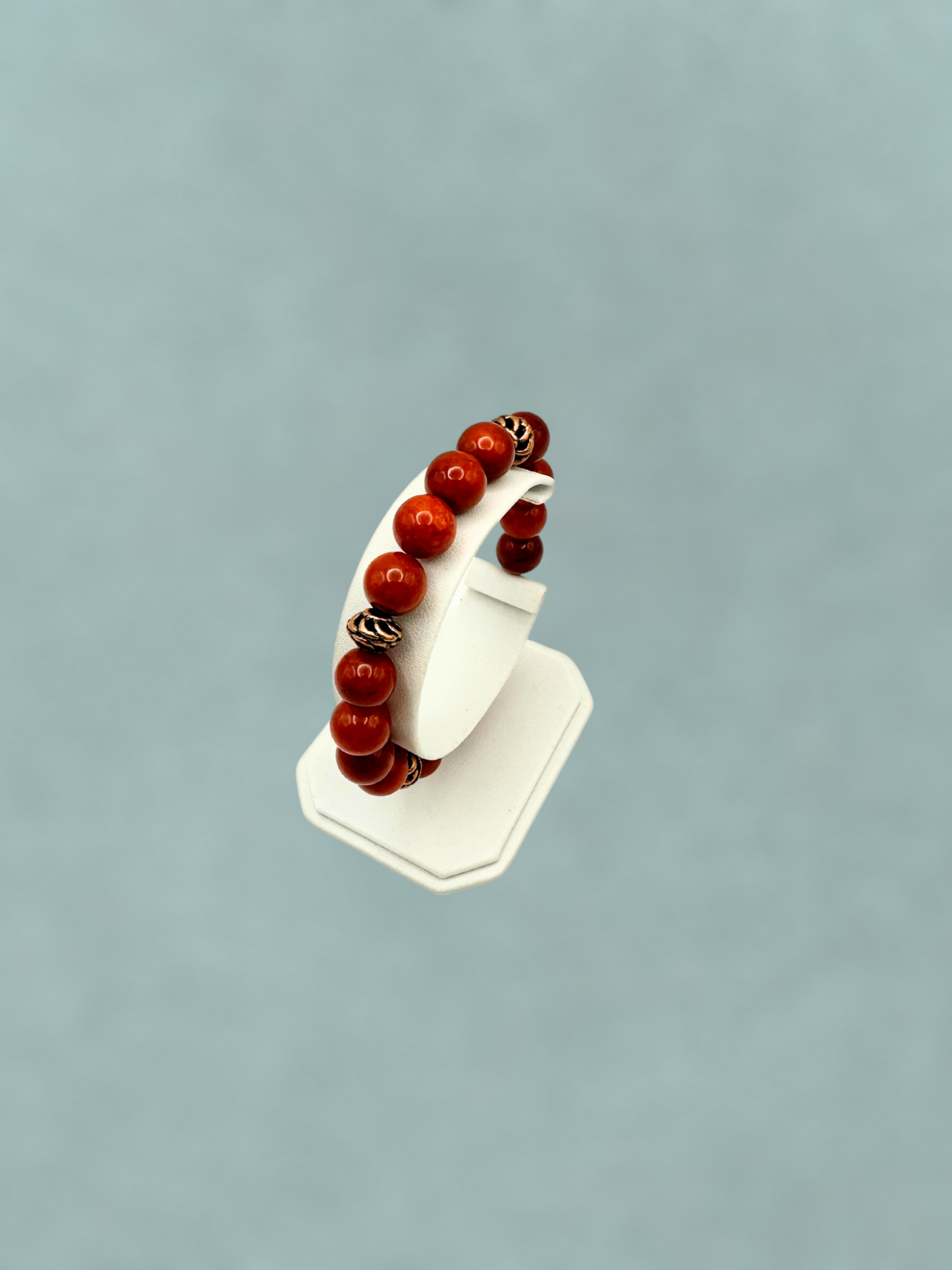 Red Jade Gemstone Copper Stretch Bracelet