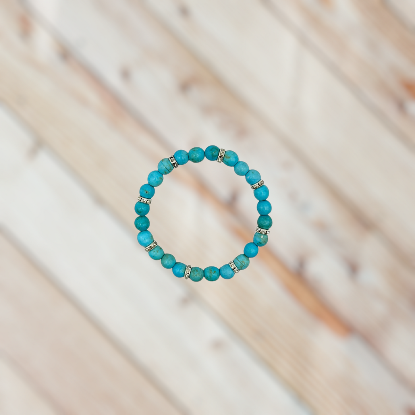 Turquoise and Rhinestones Stretch Bracelet