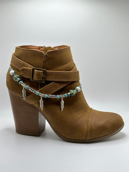 Metal Feathers Antique Brass-finished Acrylic Blue Bronze Tibetan Silver Boot Bracelet