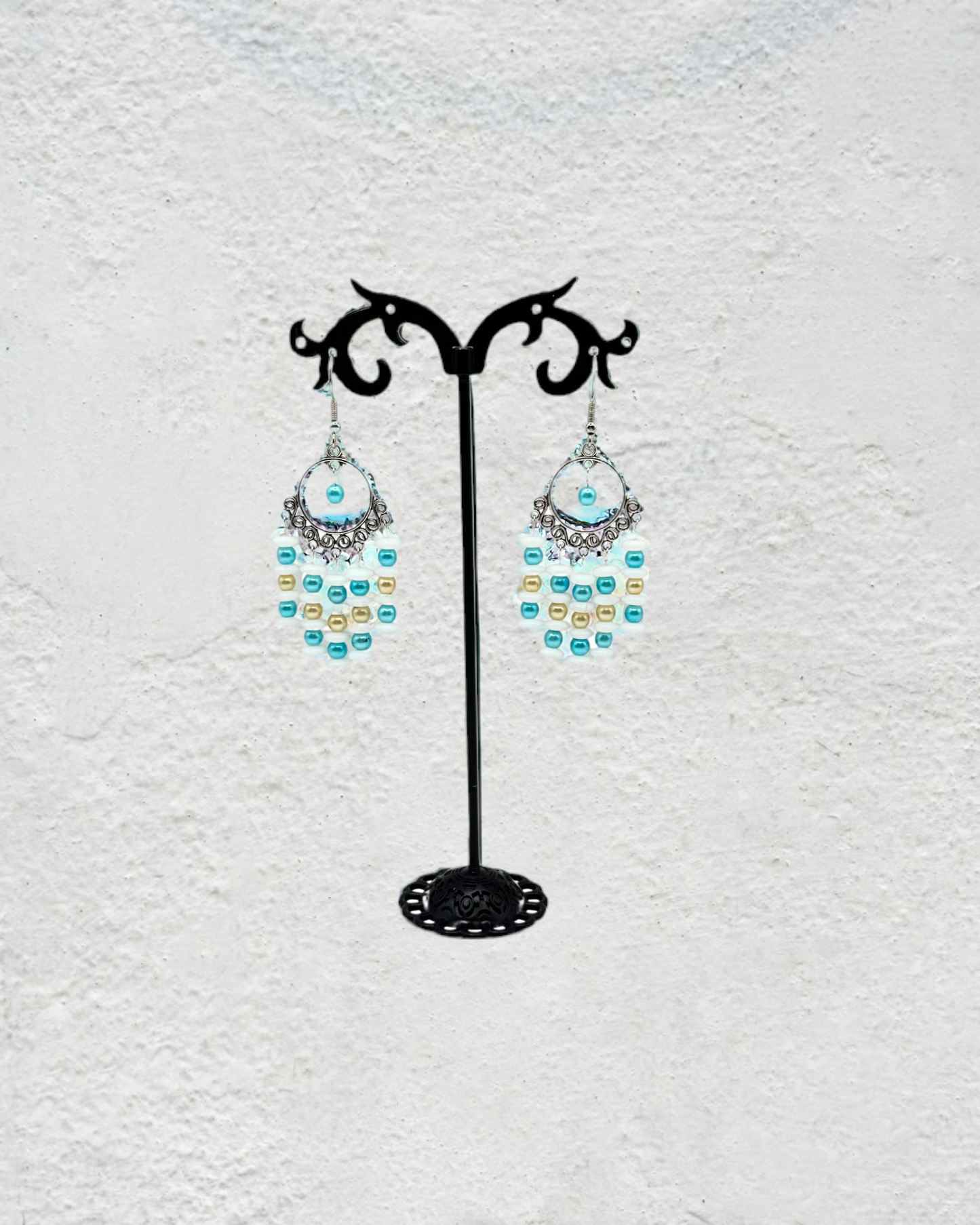 Glass Pearls Czech Glass Tibetan Silver Drop Earrings