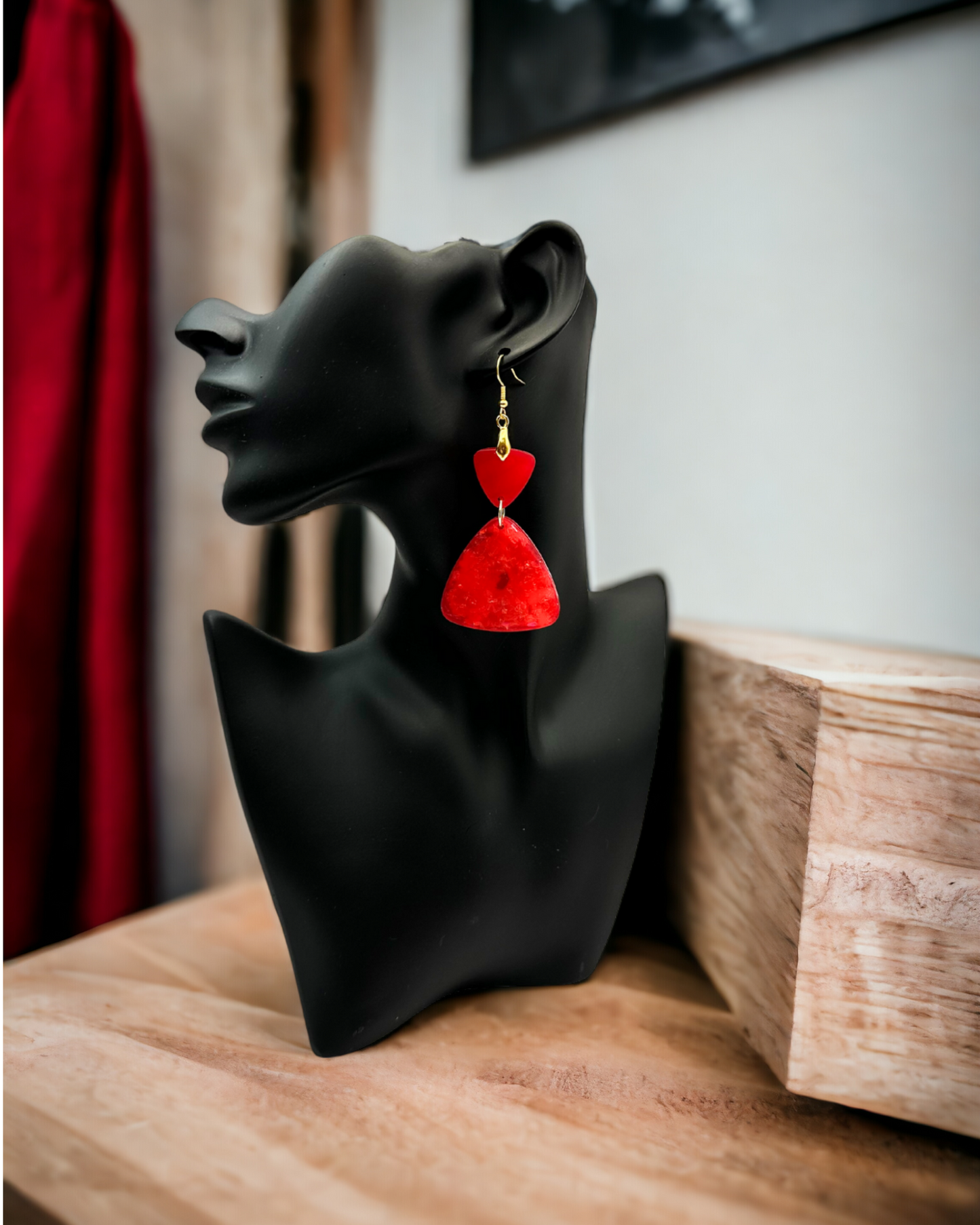 Red and Gold Dangle Earrings