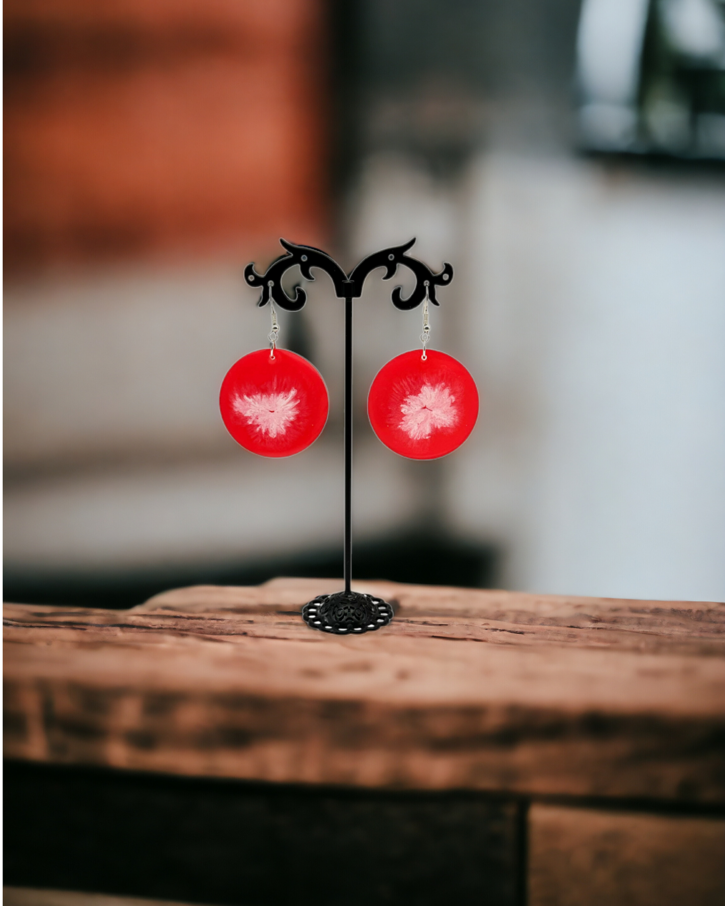 Large Red Circle Earrings