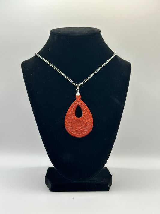 Large Resin Teardrop Pendant with cutout 18" Chain