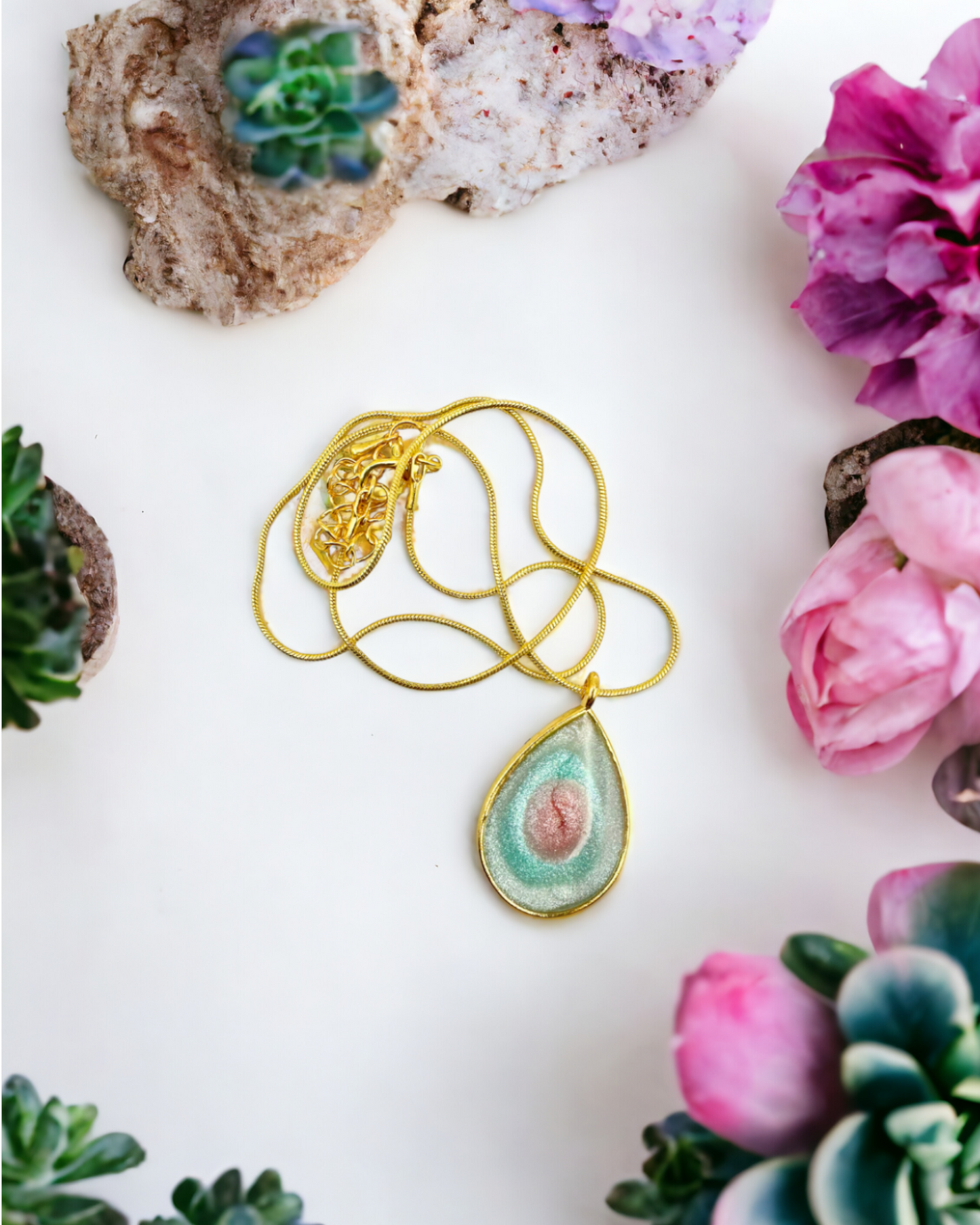 Pink and Turquoise Swirl Pendant