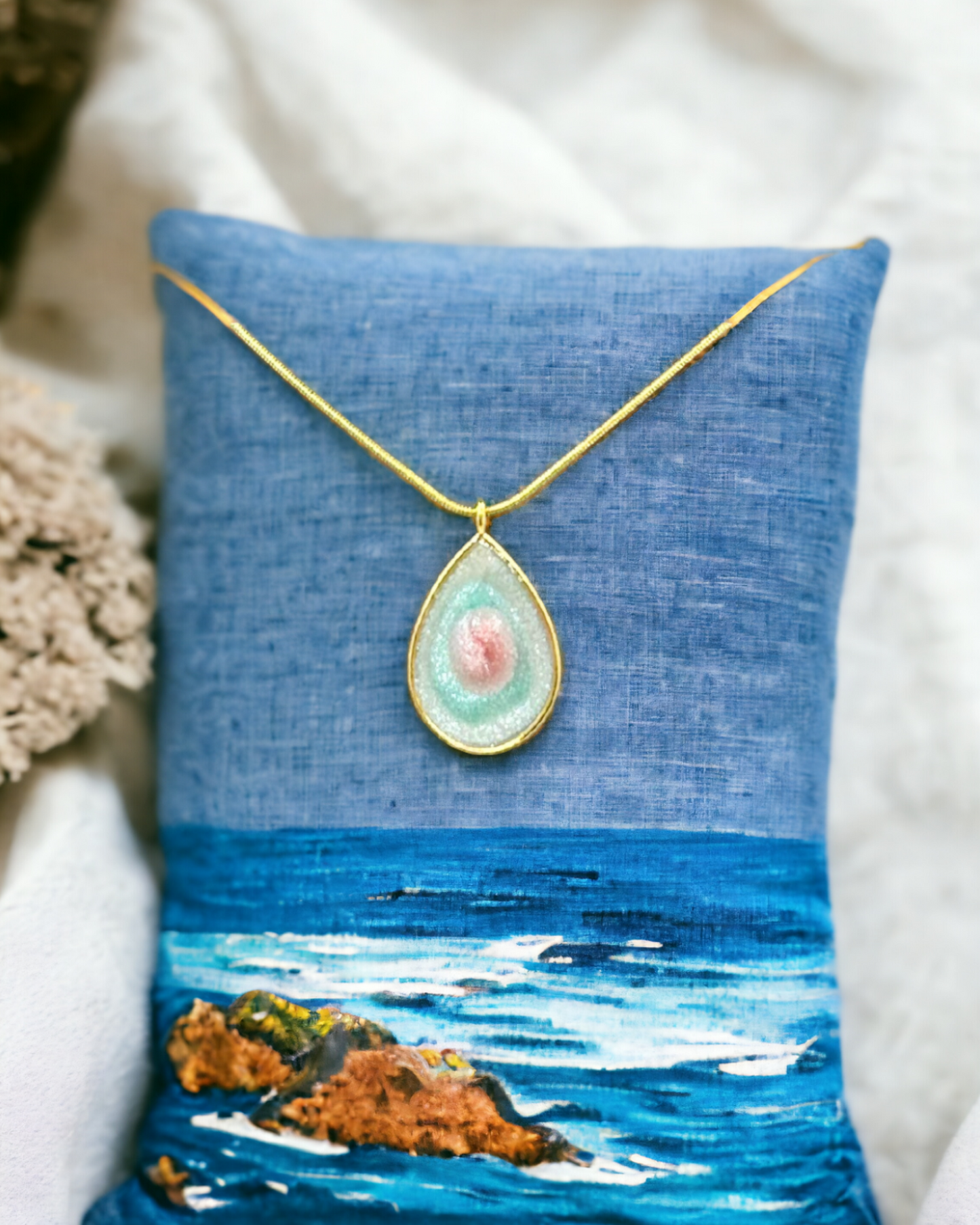 Pink and Turquoise Swirl Pendant