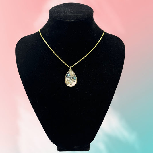 Gentle Waves Teardrop Beach Pendant Necklace