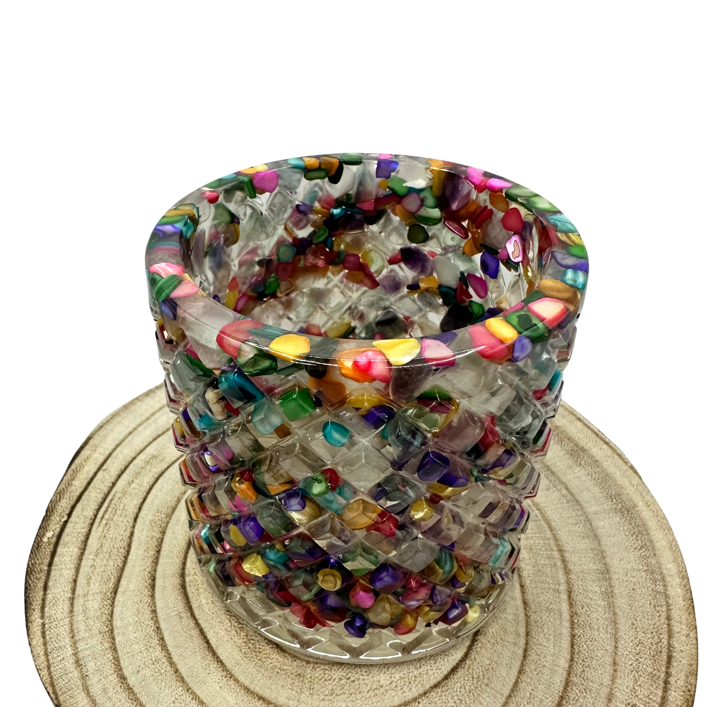 Tall Resin Jar with Gemstones
