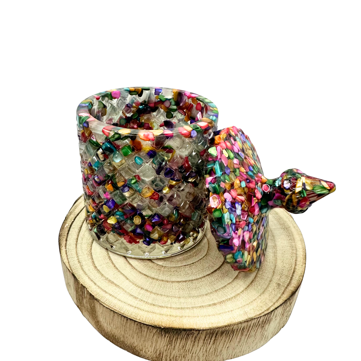 Tall Resin Jar with Gemstones