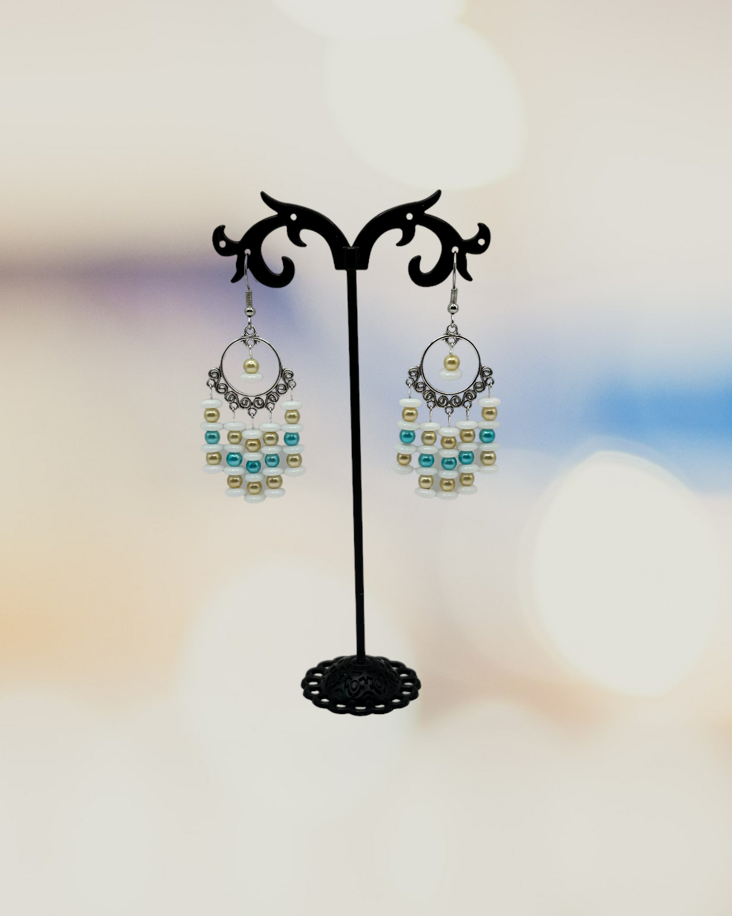 Glass Pearls Czech Glass Tibetan Silver Drop Earrings